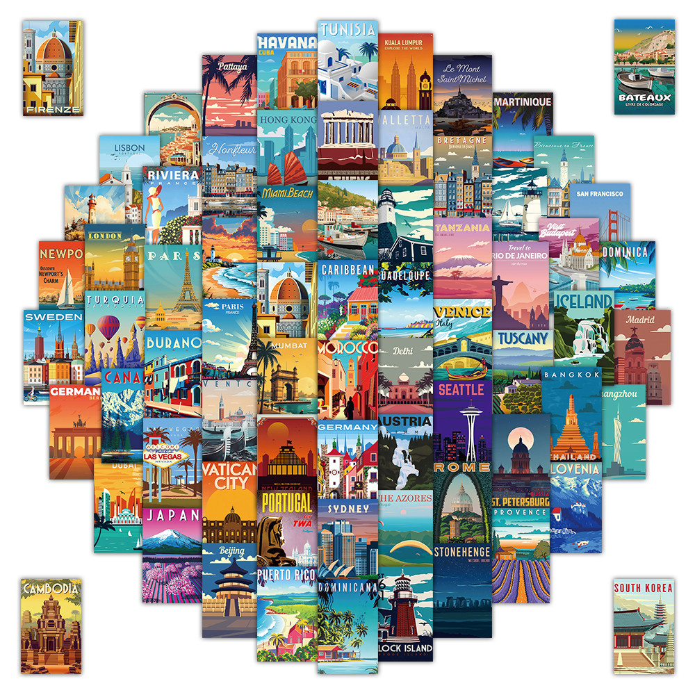 Vintage Collectible Stores - 108 Pcs Scenic Landscape Stamps -