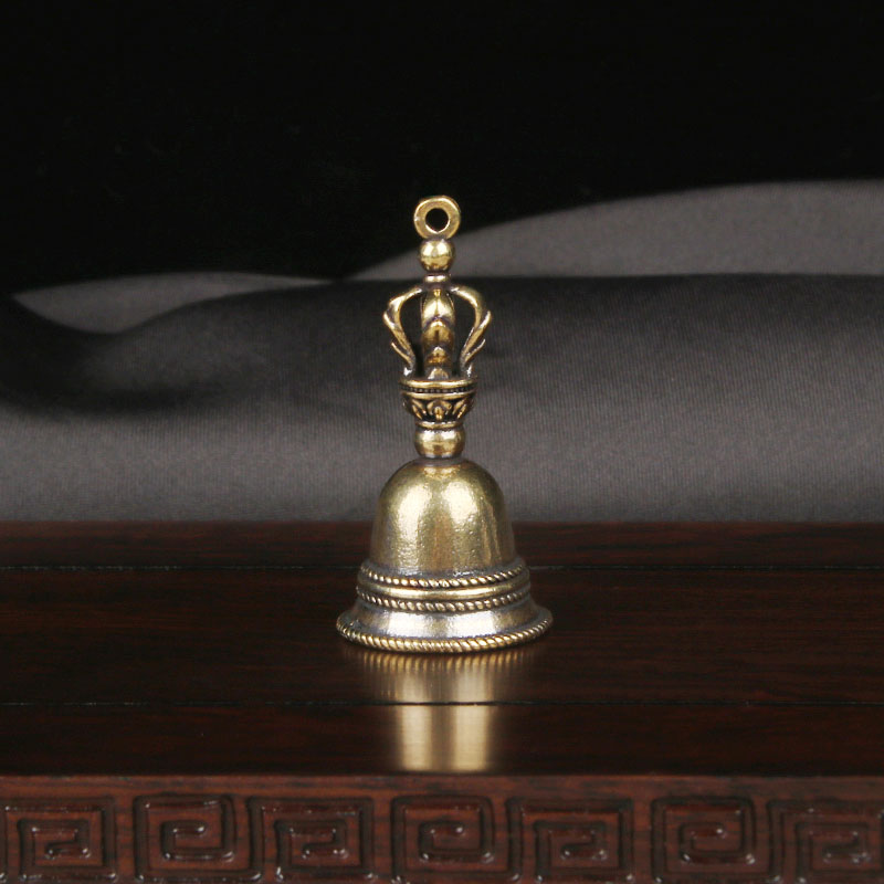 Vintage Collectible Bells - Vintage Brass Diamond Bell Keychain Tibetan