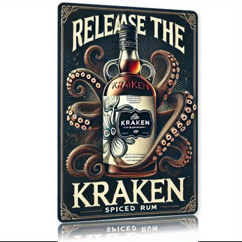 Vintage Collectible Signs - Vintage Kraken Spiced Rum Metal Sign
