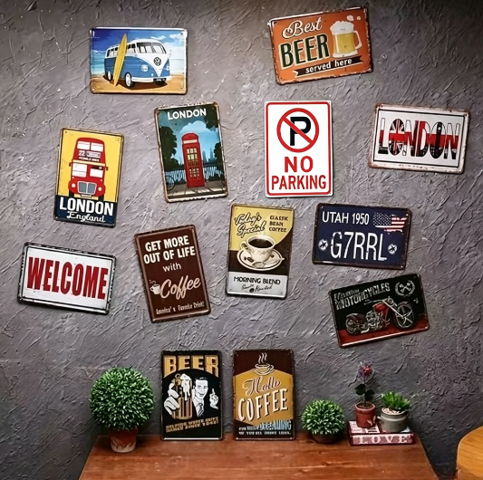 Vintage Metal Signs Plates Tin - Vintage Collectible Signs recension och pris