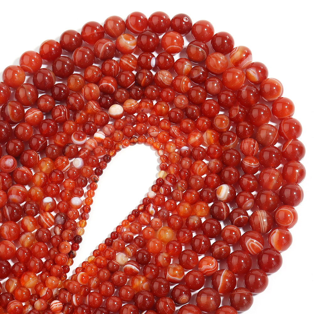1 Strand Red Striped Agate Nat - Vintage Collectibles For Sale recension och pris
