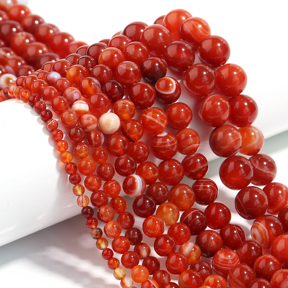 1 Strand Red Striped Agate Nat - Vintage Collectibles For Sale recension och pris