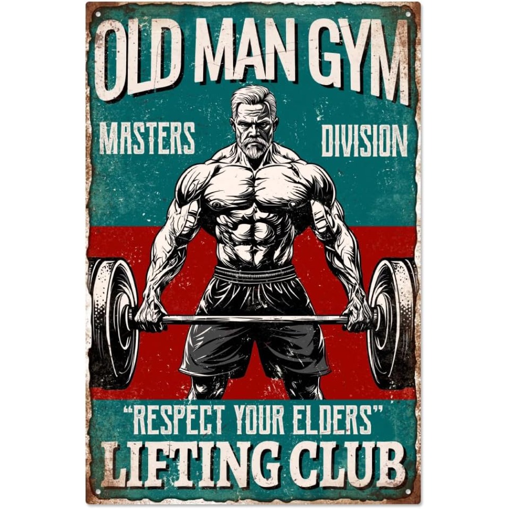 Vintage Old Man Gym Metal Tin  - Vintage Collectible Signs recension och pris