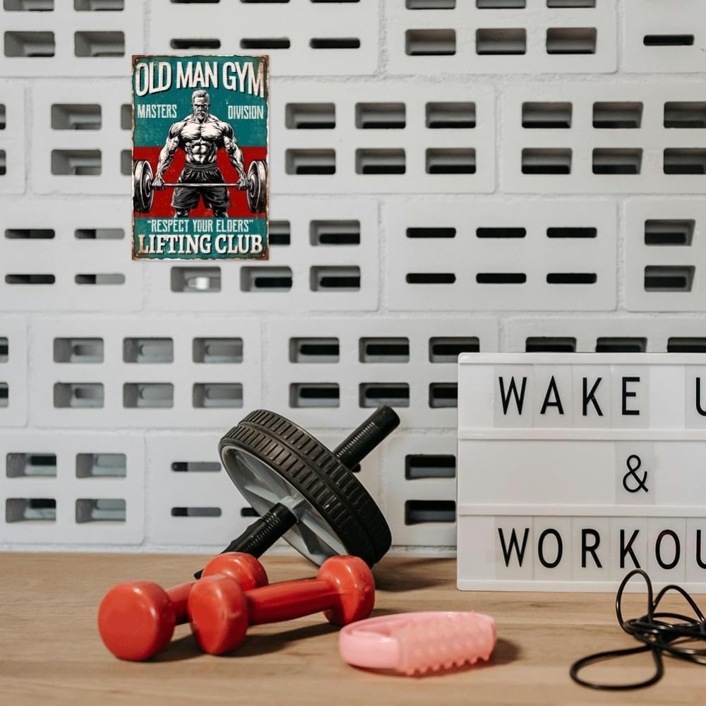 Vintage Old Man Gym Metal Tin  - Vintage Collectible Signs recension och pris