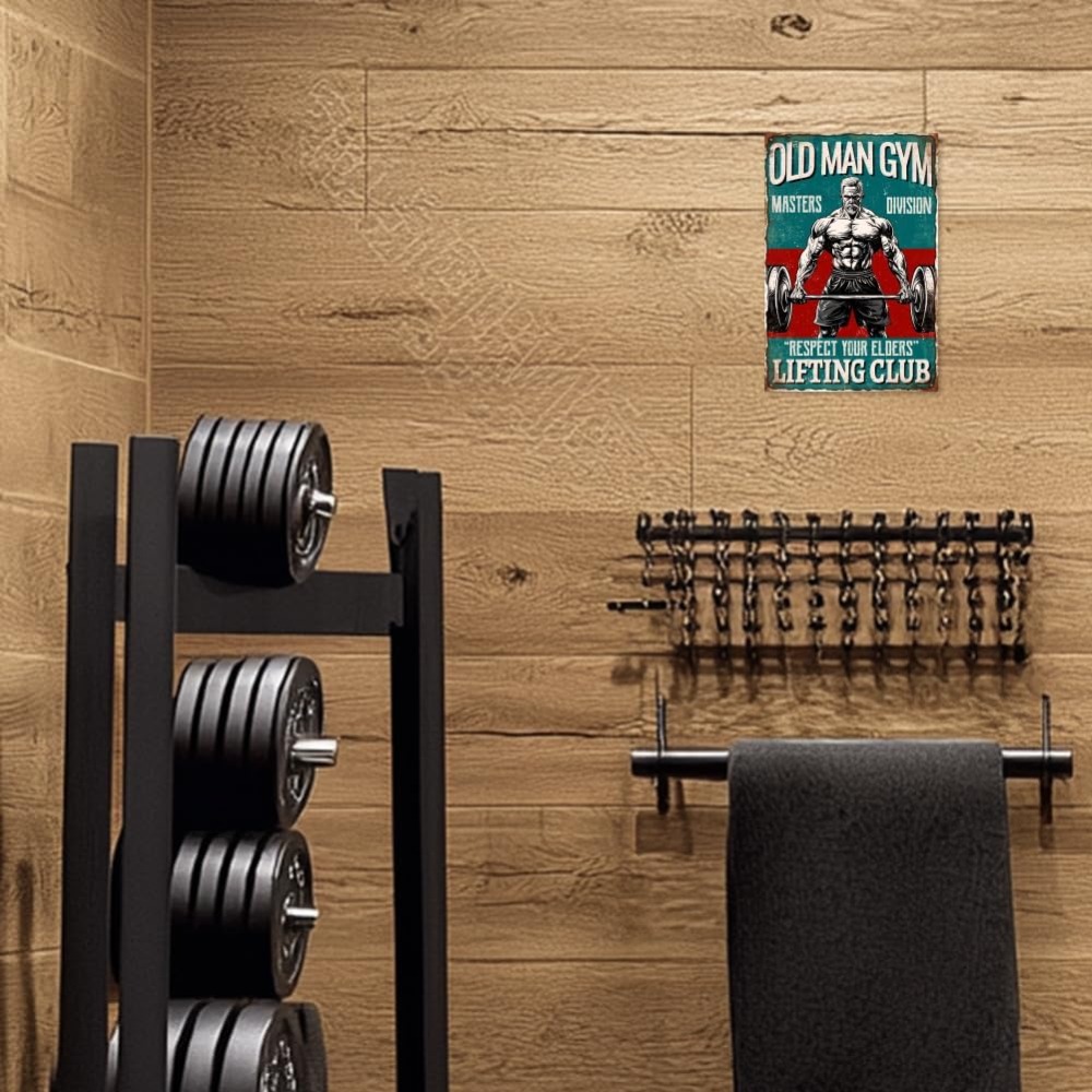 Vintage Old Man Gym Metal Tin  - Vintage Collectible Signs recension och pris