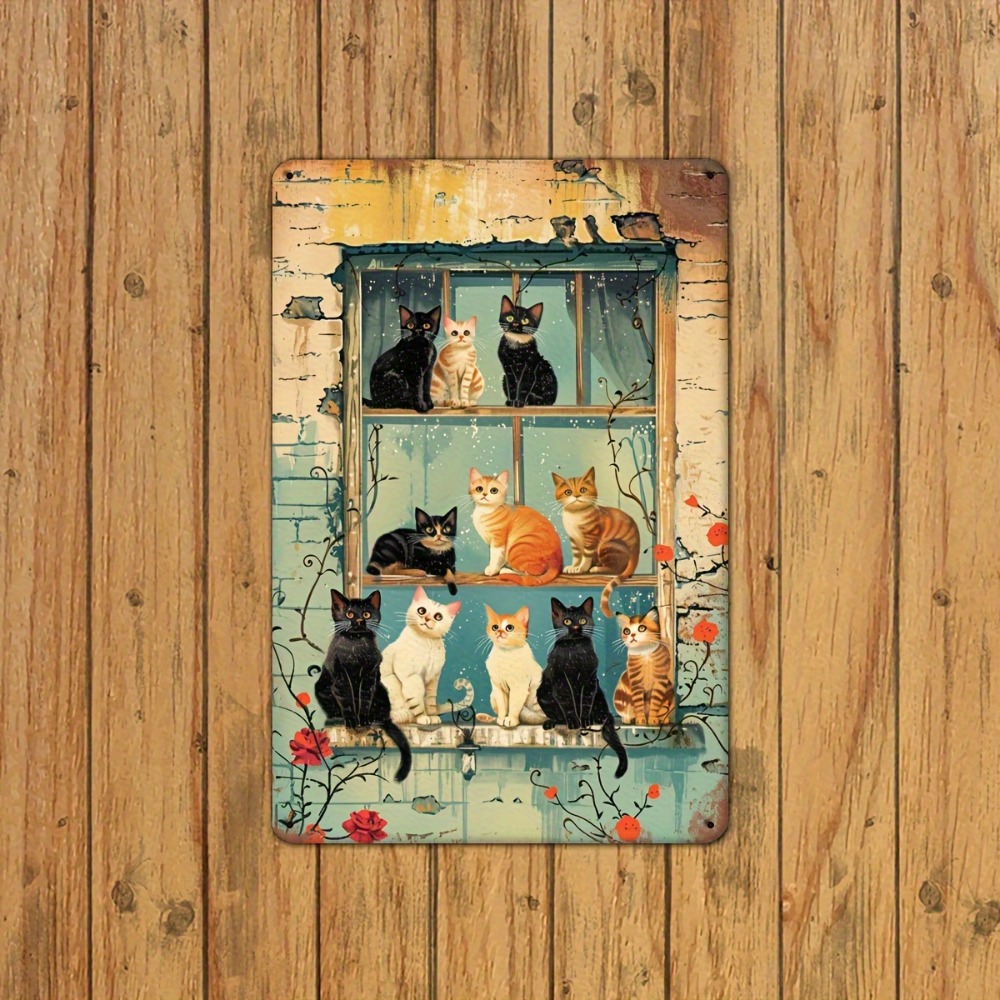 Vintage Cats Window Metal Sign - Vintage Collectible Signs recension och pris