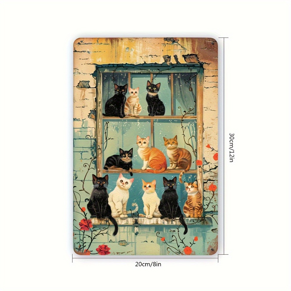 Vintage Cats Window Metal Sign - Vintage Collectible Signs recension och pris