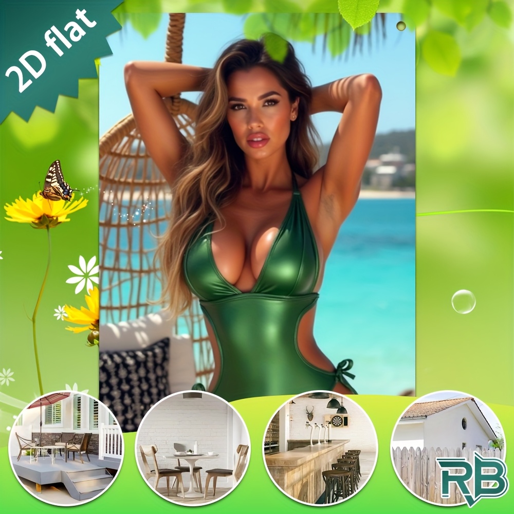 Vintage Green Swimsuit Beach G - Vintage Collectible Signs recension och pris