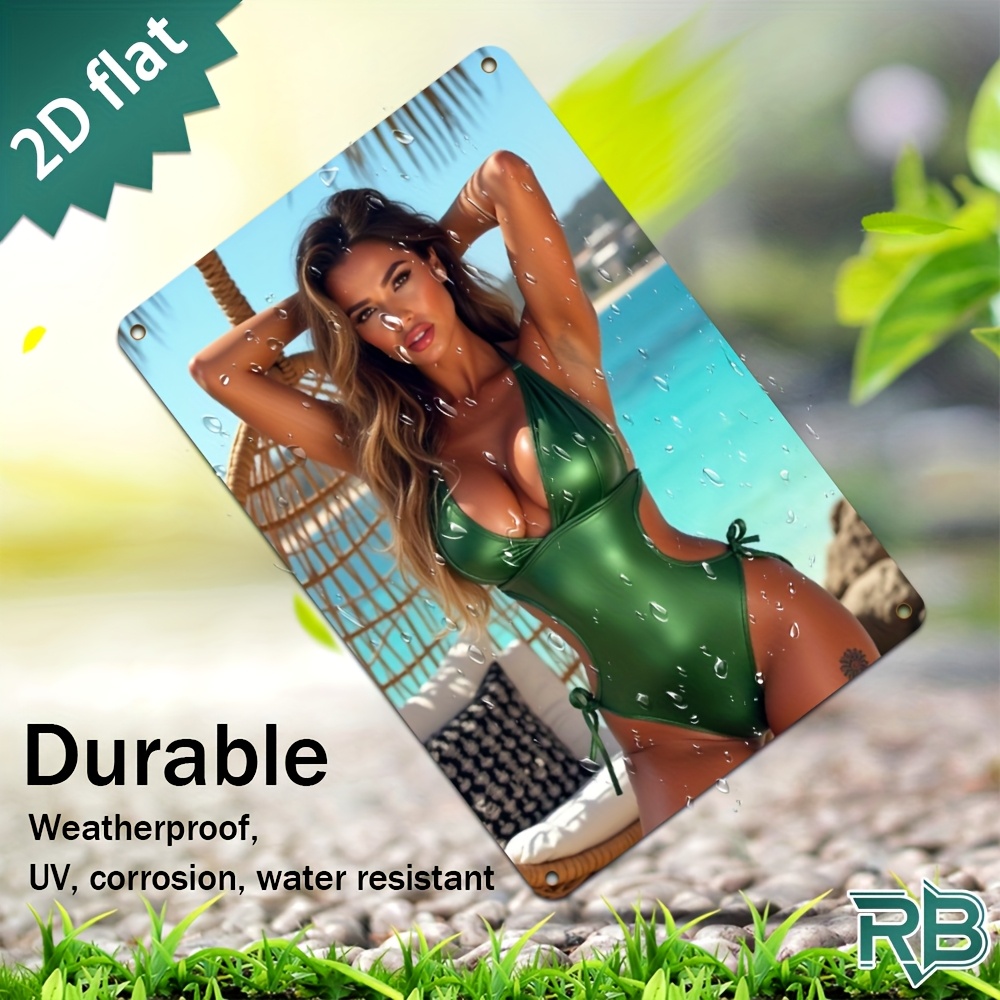 Vintage Green Swimsuit Beach G - Vintage Collectible Signs recension och pris