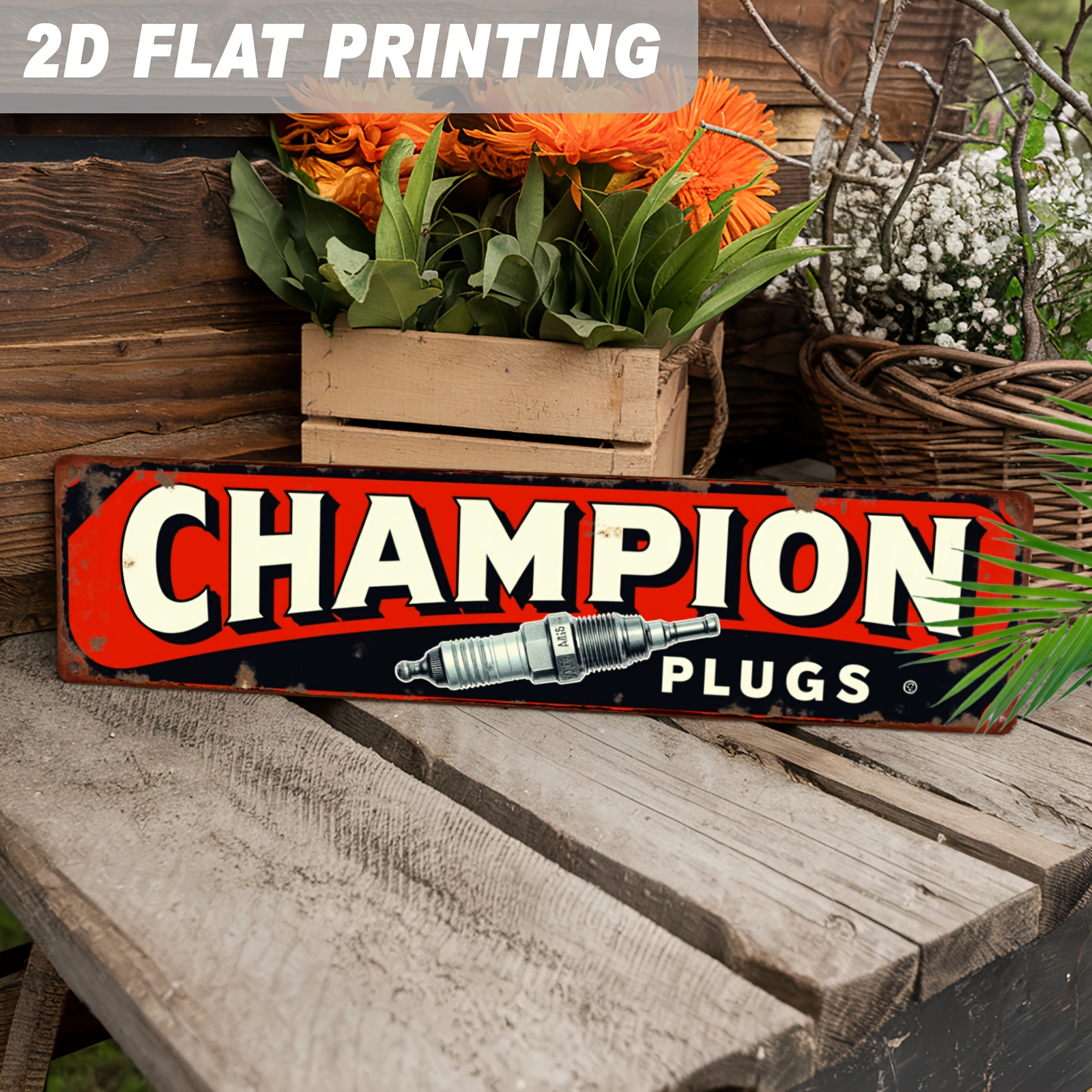 2D Flat, 1pc Champion Plugs Vi - Vintage Collectible Signs recension och pris