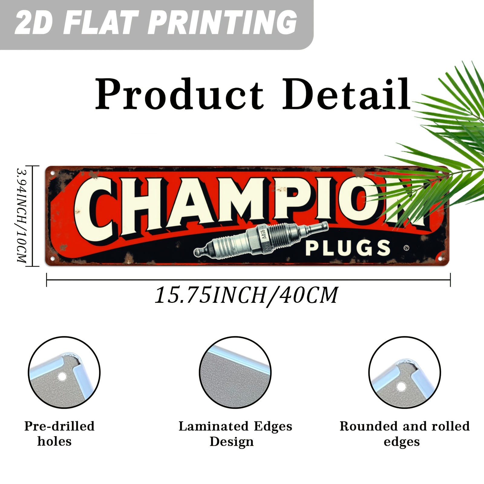 2D Flat, 1pc Champion Plugs Vi - Vintage Collectible Signs recension och pris